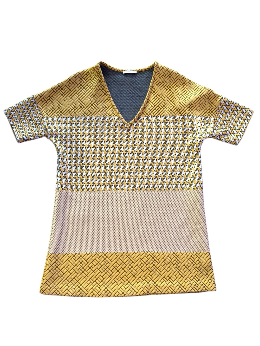 Zara Yellow and White Patterned Mini Dress